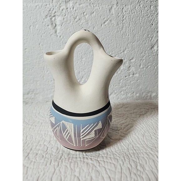 Native American Navajo Pottery Wedding Vase Artist Signed - Picture 3 of 6